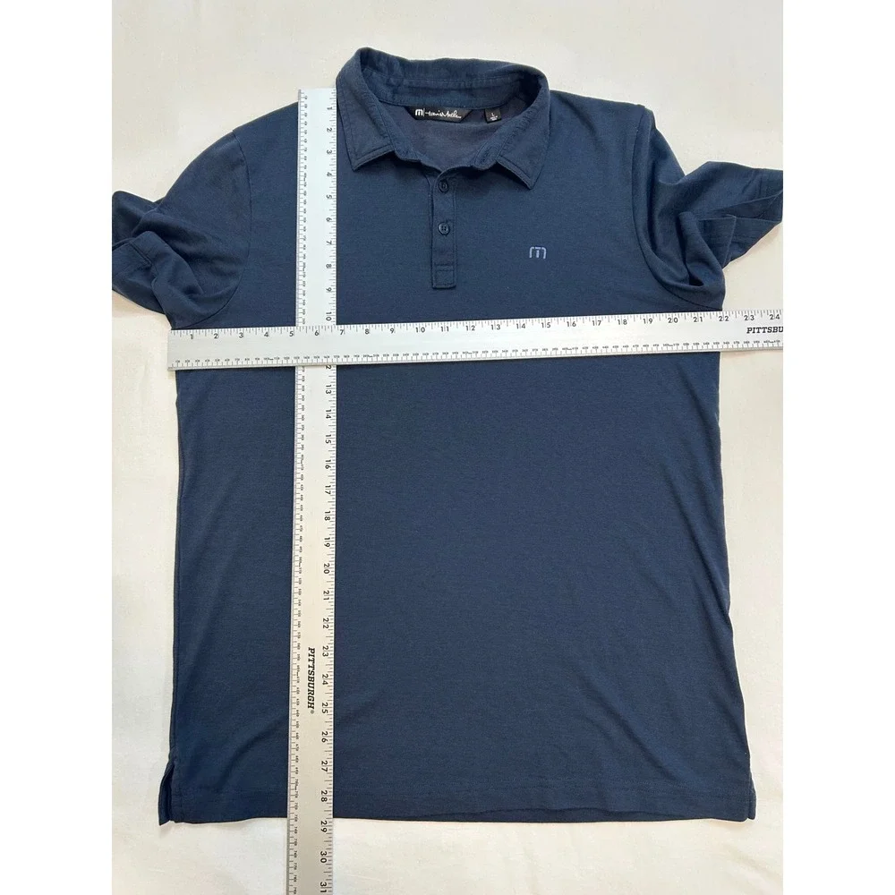 TravisMathew‎ Mens Navy Blue Pima Cotton Blend Polo Shirt Size Large Golf Casual